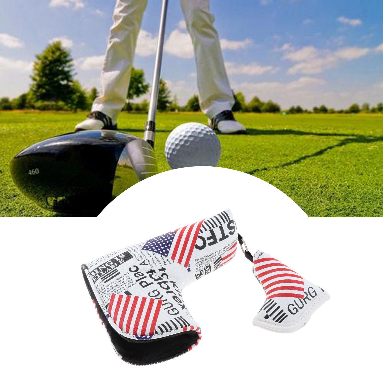 PU Leather Golf Putter Head Cover Guard Water Resistant United States flag