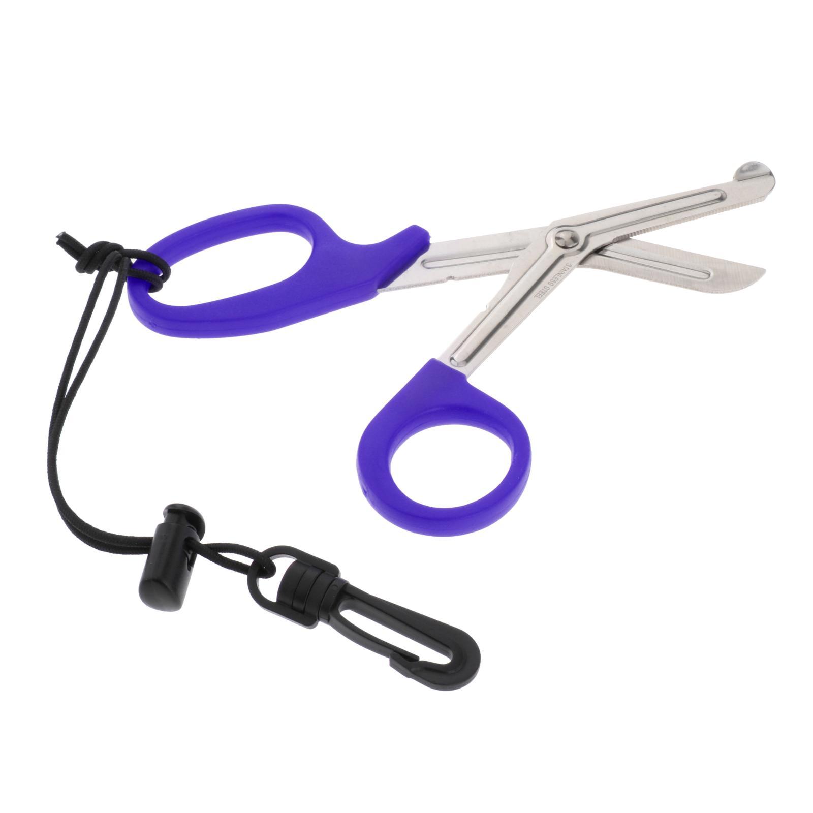 Diving Shears Stainless Steel Sports Underwater Escape Diving Scissors Blue