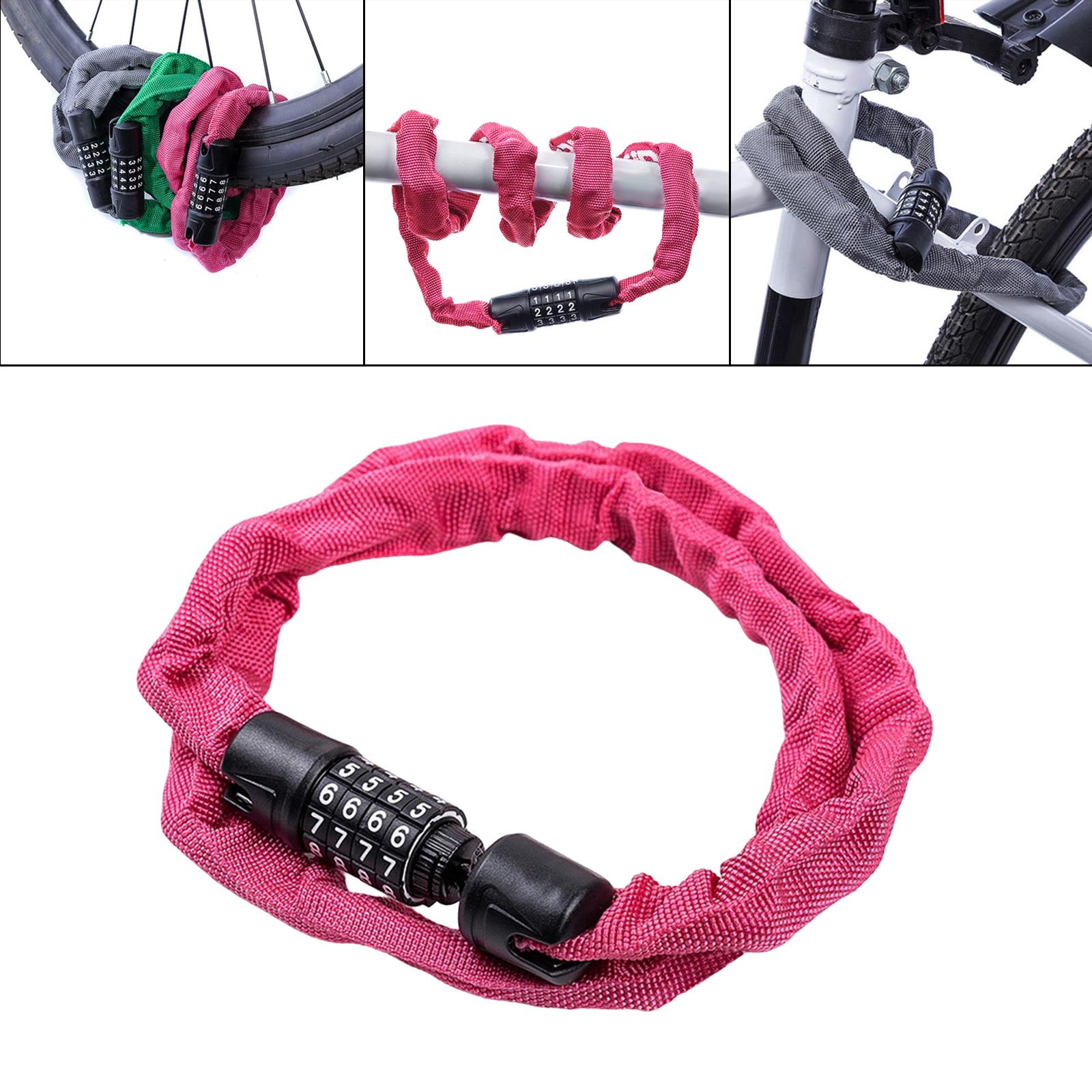 Folding Bike Chain Lock Cycling 4 Digit Password Code Accessories red