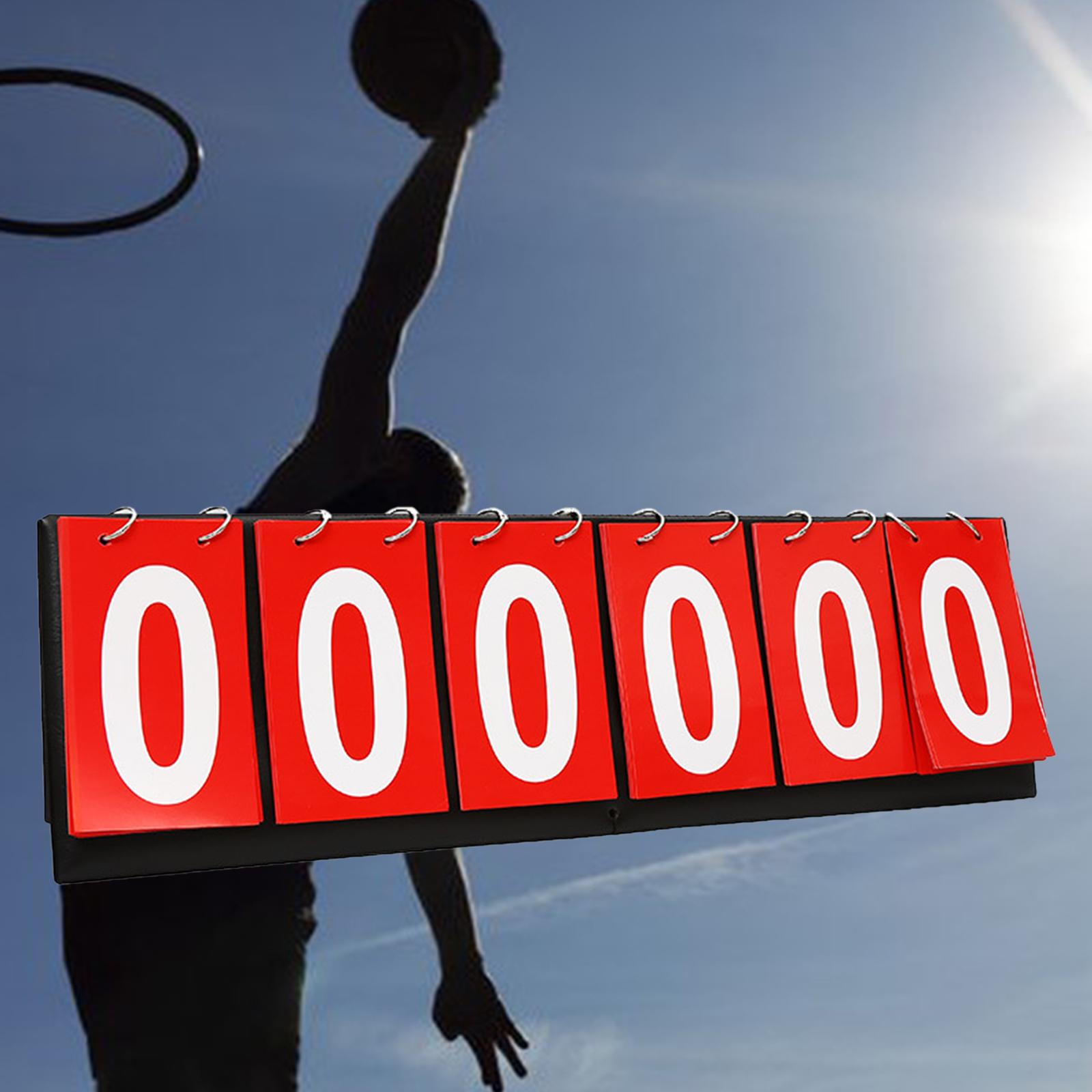 6 digits Table Top Scoreboard Portable Scoring for Tennis Ball Indoor Games Red