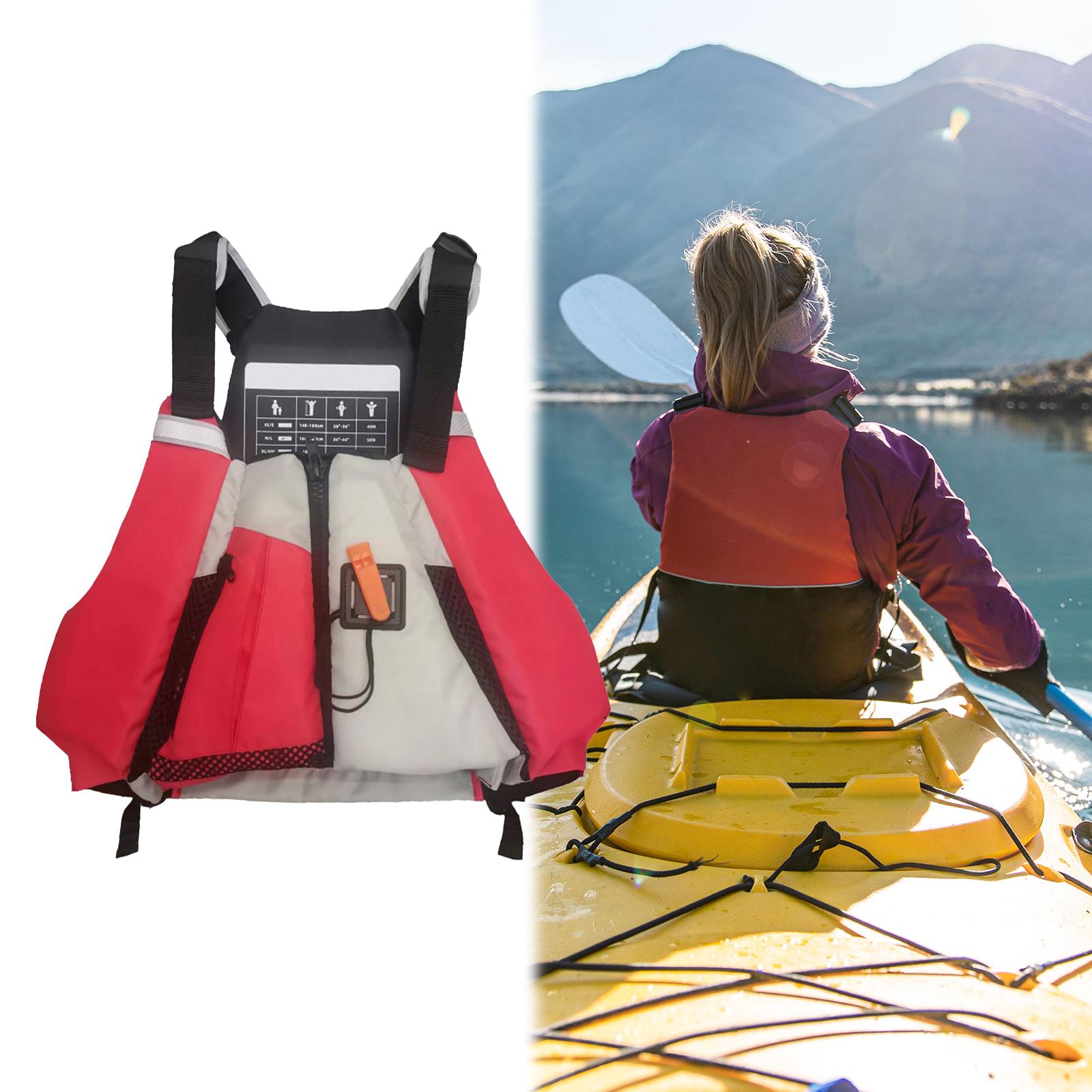 Kayak Life Jacket Swimming Vest Waterproof Portable Breathable Survival Suit M L Red