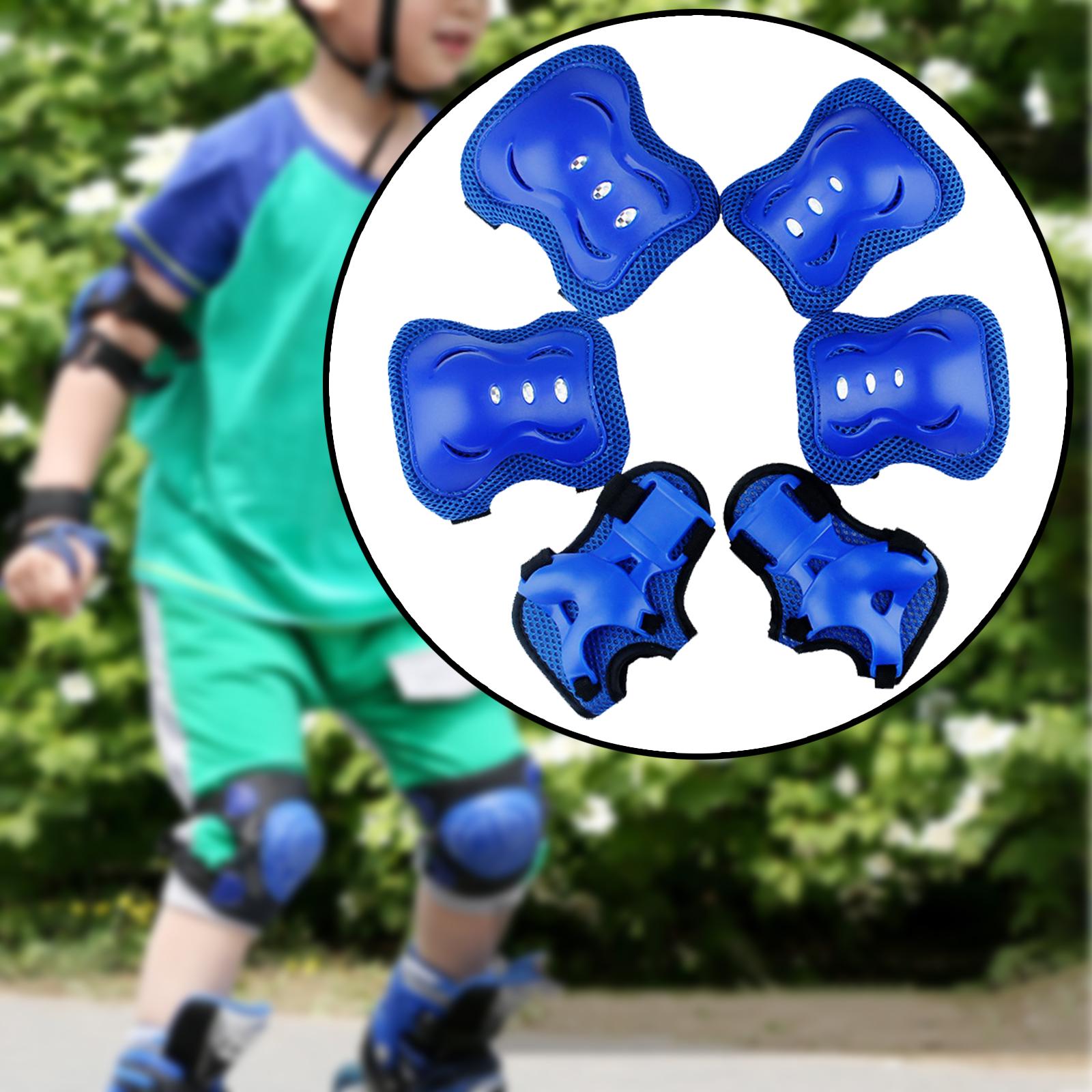 Knee Pads Elbow Pads Wrist Guards Protection Riding Kids Protective Gear Set Deep Blue S