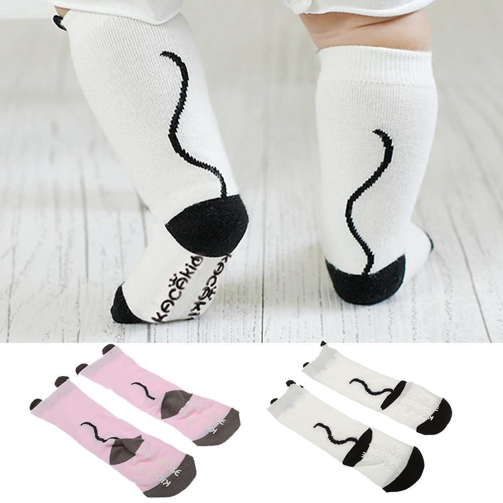 Cotton Cartoon Newborn Toddler Knee High Sock Anti Slip Leg Warmers M Pink
