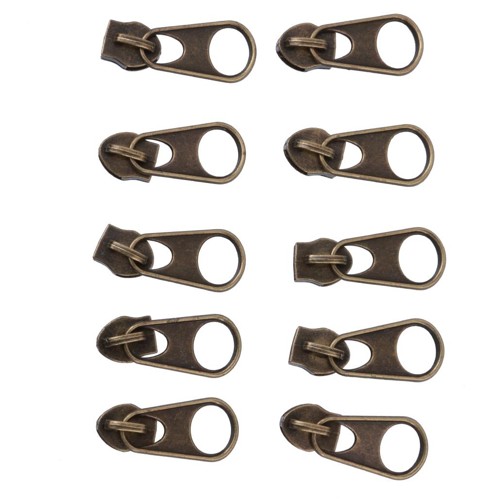 4x10pcs Bronze Zip Puller/Zipper Pull Sliders Head Zipper Repair Kit