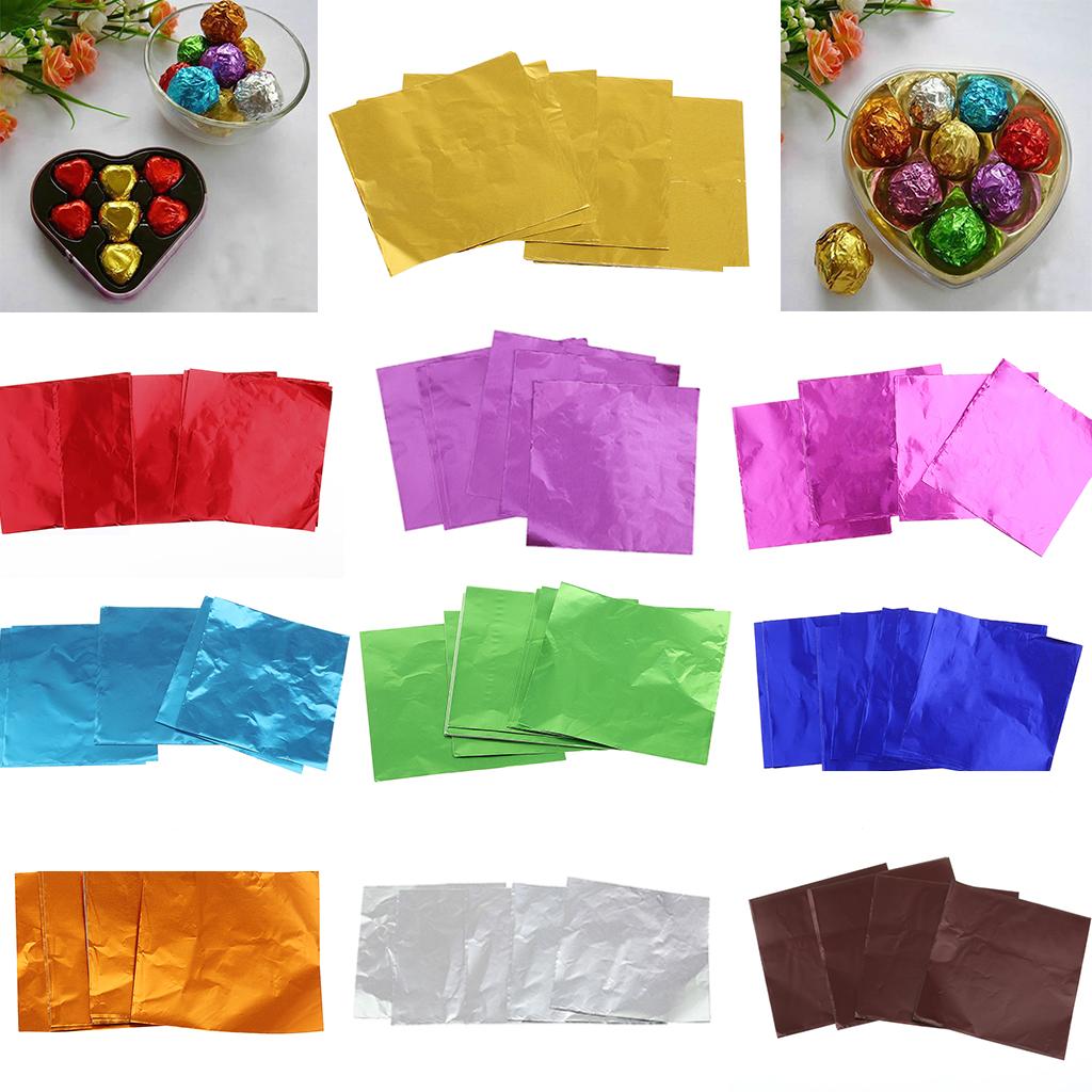 200x Chocolate Candy DIY Package Foil Paper Tinfoil Wrappers Silver & Orange