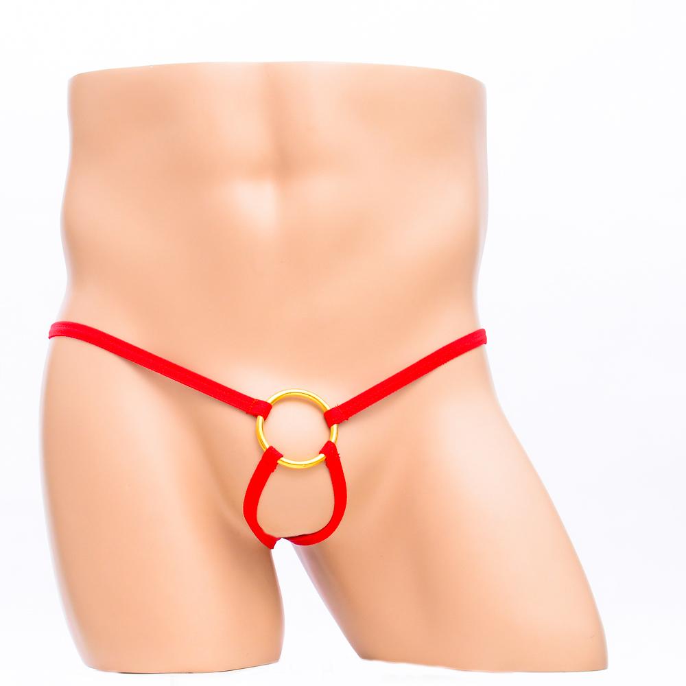 Mens Sexy Elastic Hollow-out Underwear T-back G-string Jockstrap Red