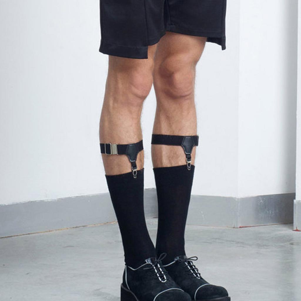 Mens Adjustable Sock Garter Belt Grips Suspender with Metal Clip