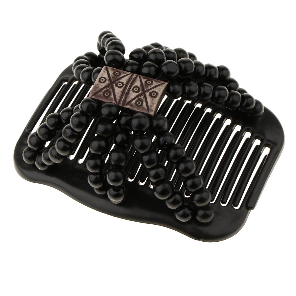 SEN Portable BZ933 Personality Wood-like Beads Double-row Variable Hair Comb 2#