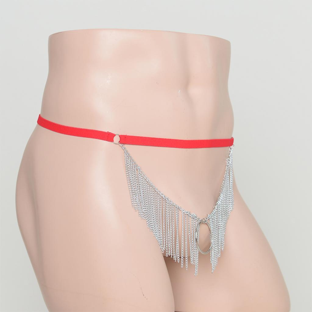 Sexy-String-Thong-Underwear-with-Ring-Chain-Tassel-Panties-Lingerie-for-Men...