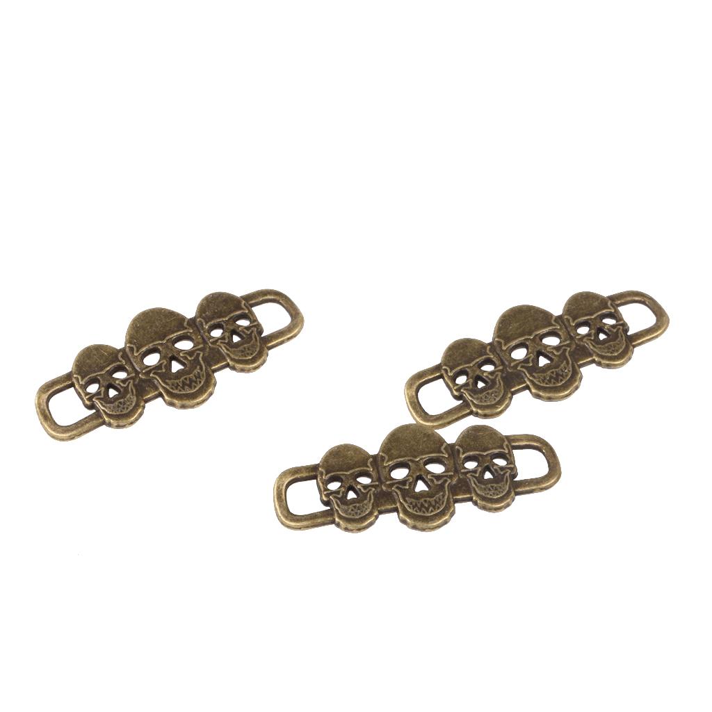 50pcs Antique Bronze Punk Skull Jewelry Connector Links Charm DIY Findings