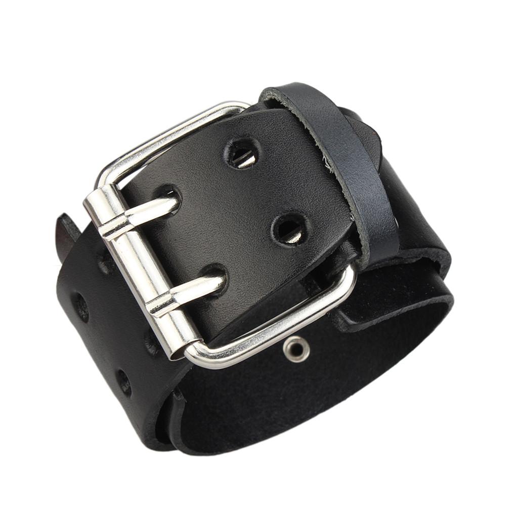 Double Buckles Leather Bracelet