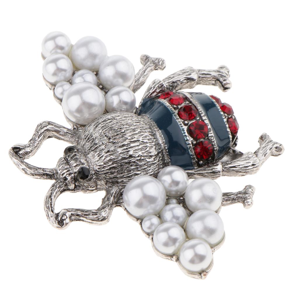Cute Bee Alloy Pearl Brooch Pins Rhinestone Jewelry Accessories Charm Gifts