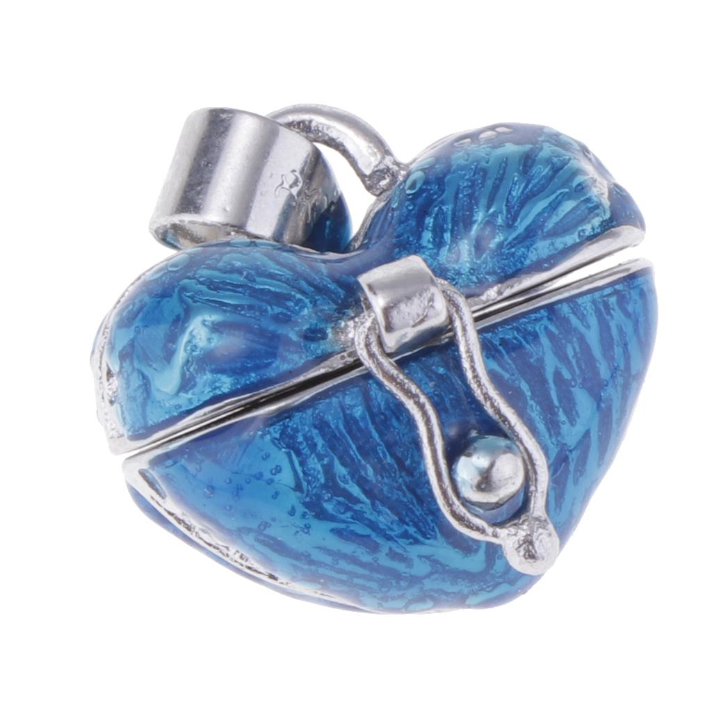 Locket Love Heart Enamel Cremation Keepsake Urn Pendant Ash Holder Blue