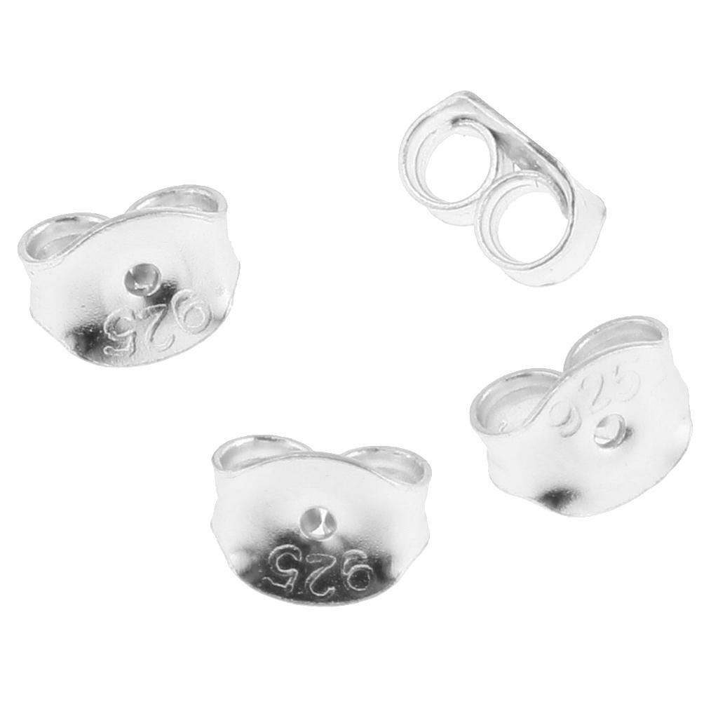 8Pcs 925 Sterling Silver 4.5mm Post Butterfly Earnut Clutches Earring ...