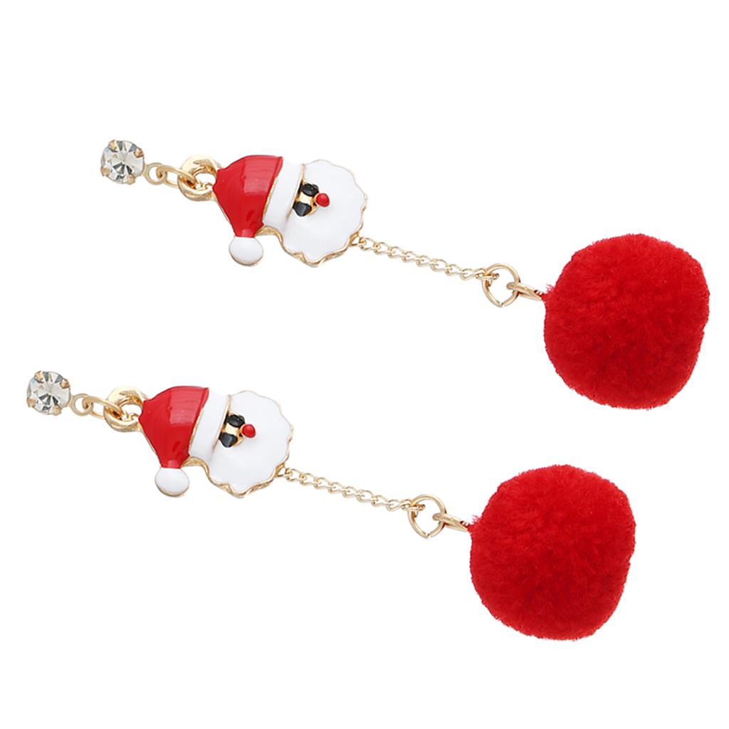 Christmas Themed Cute Red Ball Dangle Earrings Fashion Gift Santa Claus