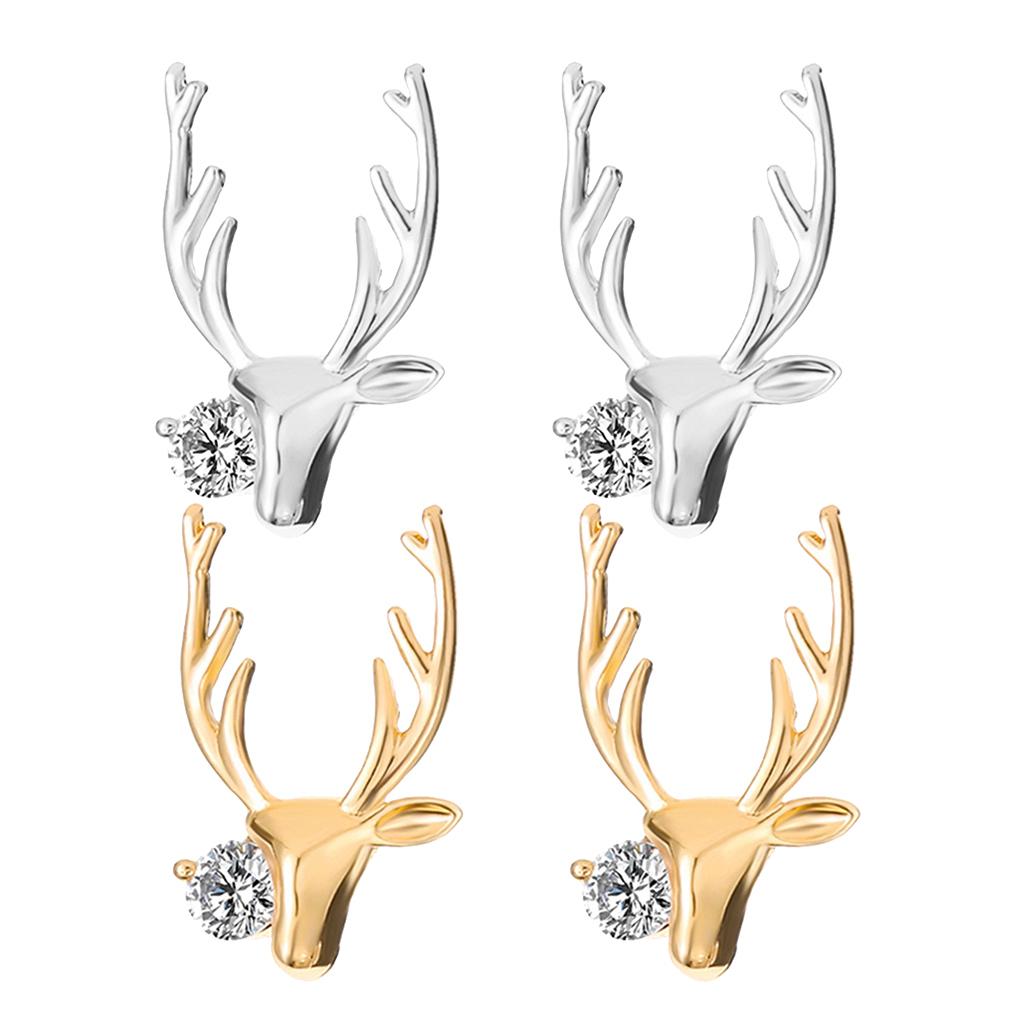 Christmas Reindeer Elk Stud Earrings for Women Girls Crystal Jewelry Gold