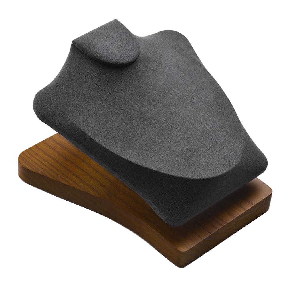 Wood Mannequin Jewelry Rack Frame Hanging Necklace Jewellery Stand Deep Grey