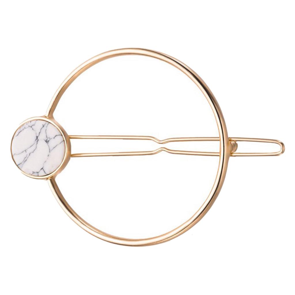 Geometric Metal Hair Clip Ponytail Holder Hair Accessory Hoop White