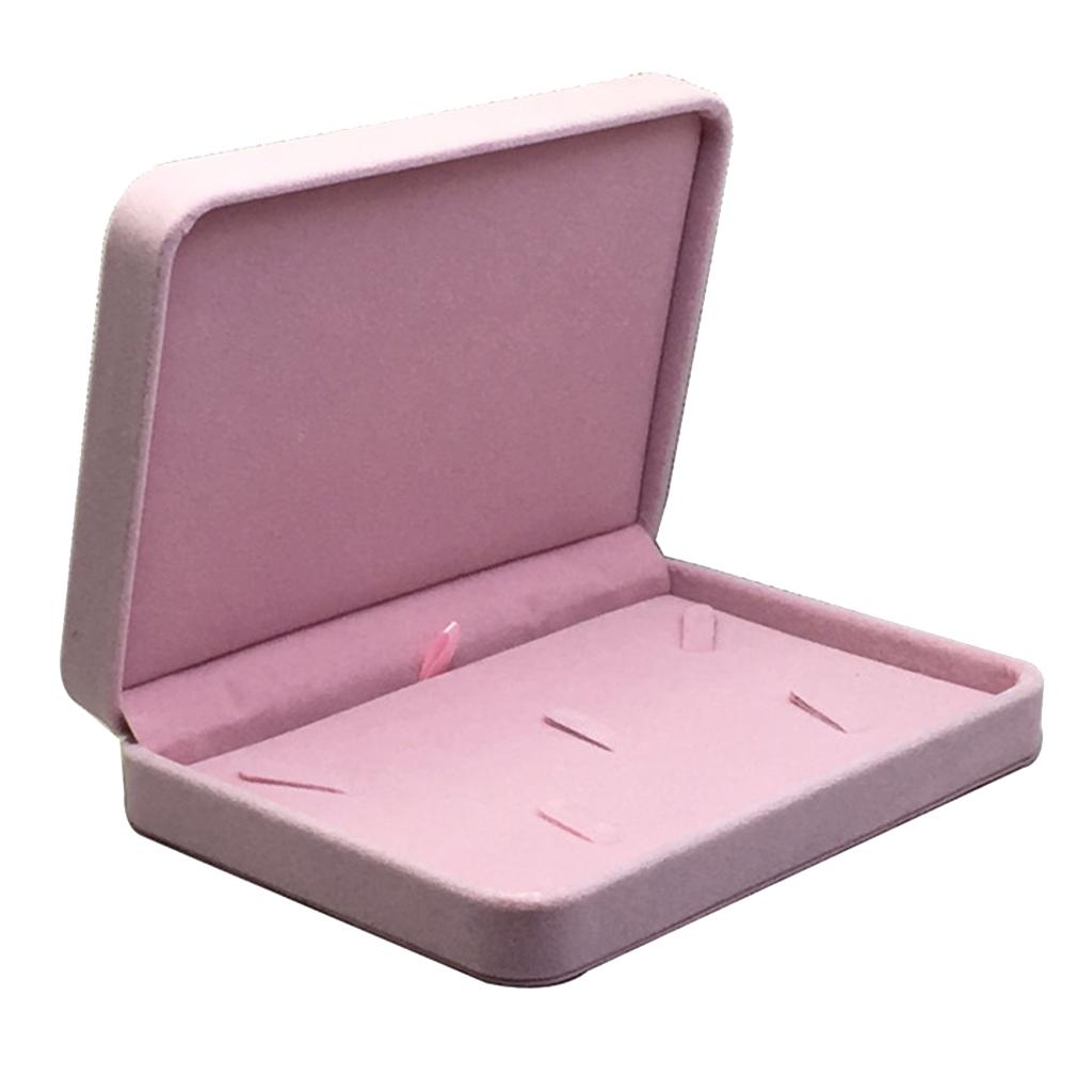 Velvet Jewelry Set Boxes Tray Travel Necklace Storage Display Case Pink