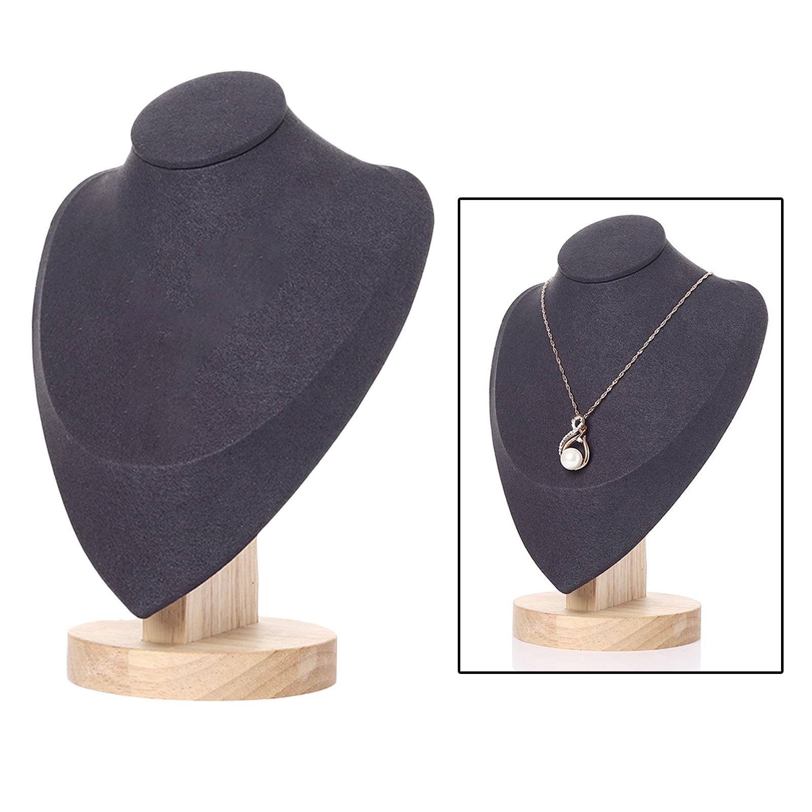 Jewlery Display Stand Organizer Wooden Bust Chain Holder Black M