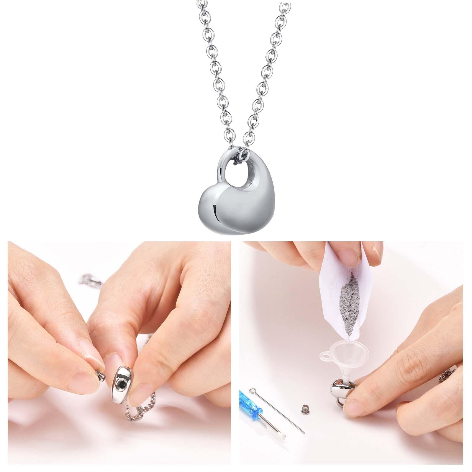 Heart Urn Necklace Memorial Ashes Holder Hand Crafted Durable Silver