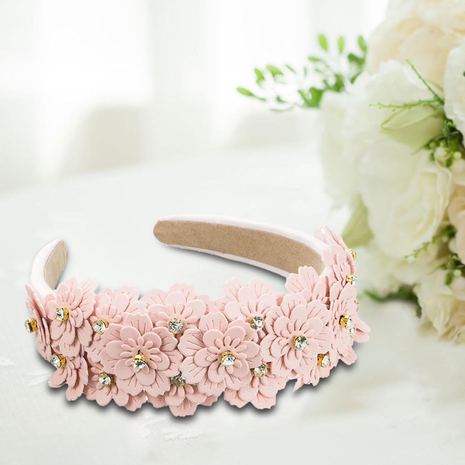 Women headband Hairbands Flower Headpiece for Leisure women Girls Pink