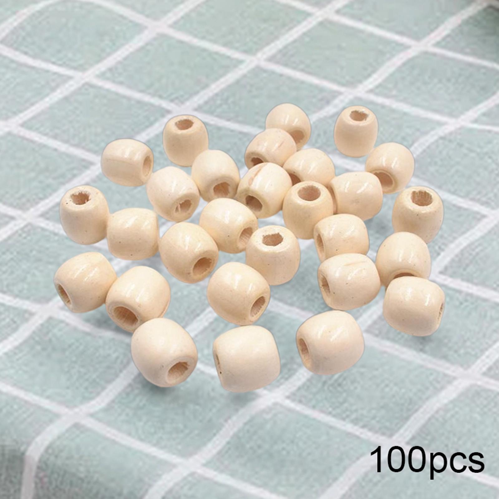 Large Hole Wooden Beads Wood Loose Beads Beads for Threading Beige