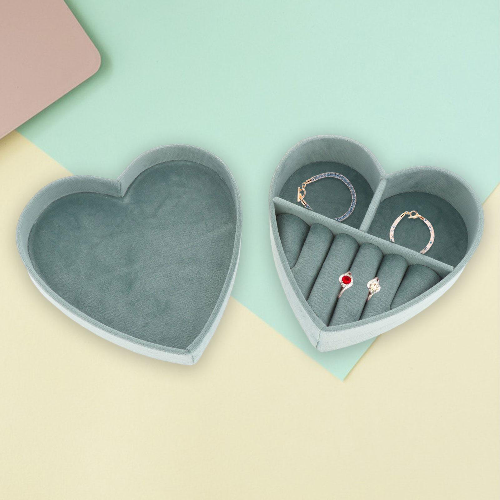 Ring Box Heart Shaped Multifunction for Women Rings Earrings Necklaces G