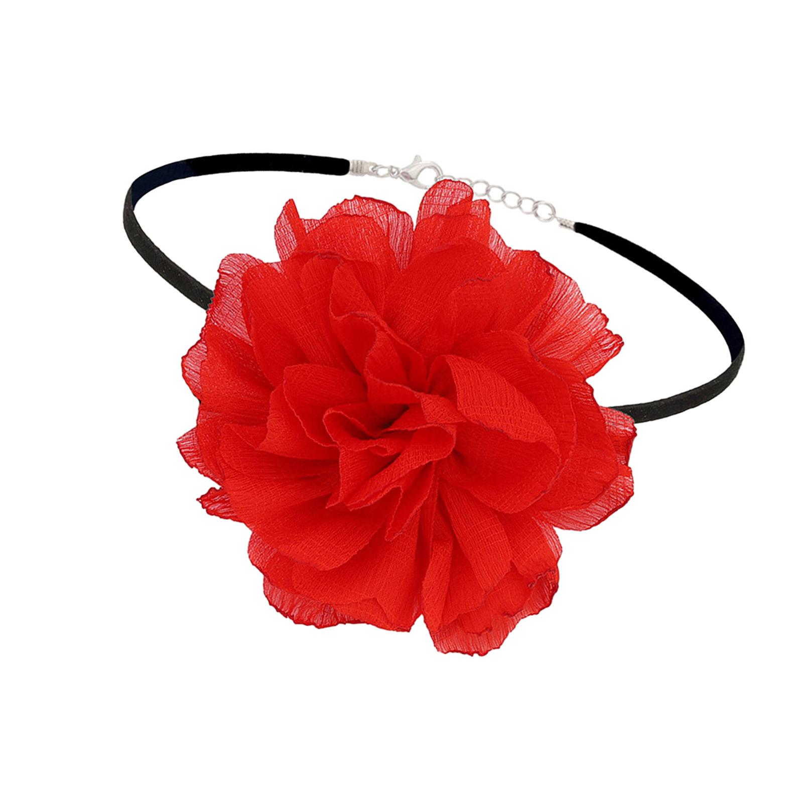 Flower Collar Choker Necklace Flower Necklace for Banquets Halloween Wedding Red