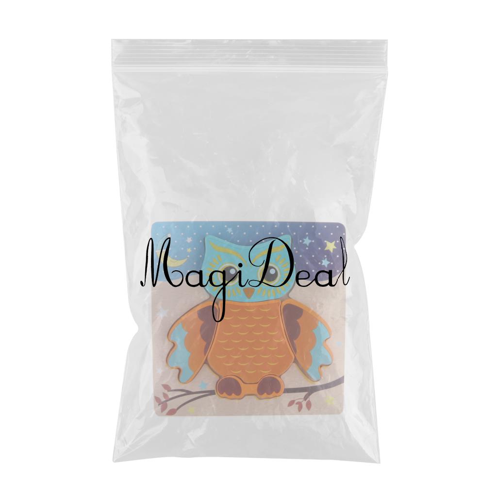 Montessori Wooden 3D Animals Jigsaw Puzzle Board Kids Toys Gift Owl