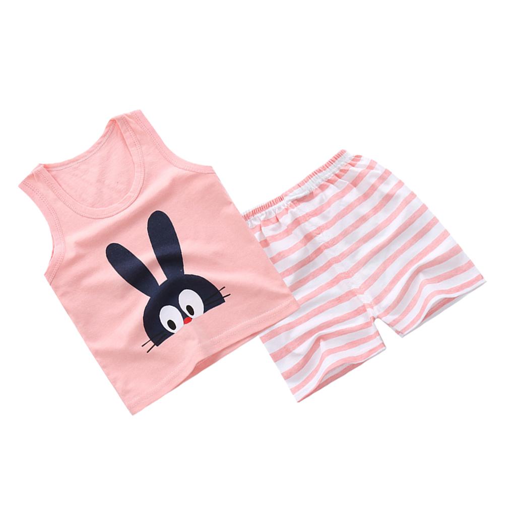 Toddler Girl Sleeveless Outfits Pants Shorts Set Clothes Style4 90-100cm