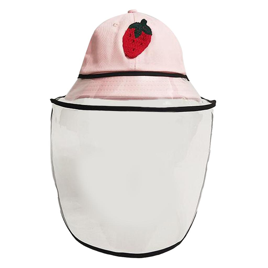 Baby Double Protection Hat with Face Cover Dustproof Anti-Spitting pink-S