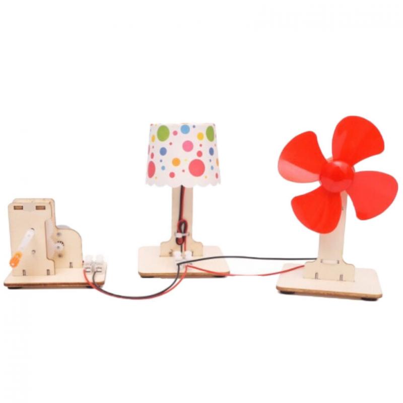 DIY Wooden Science Kits Kids Science Experiment Toys Hand crank generator