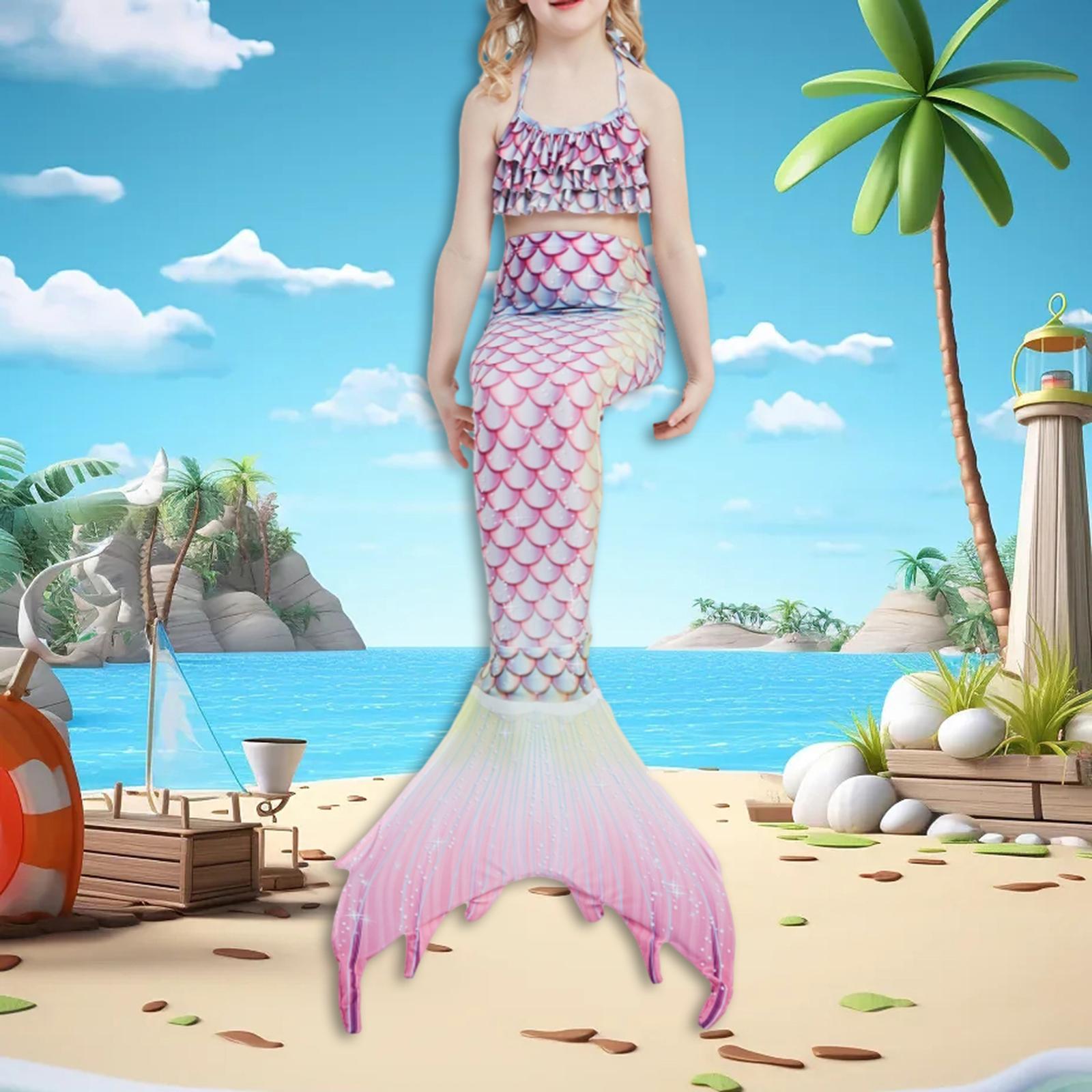 Mermaid Tail Costume Comfortable to Wear Beachwear Vacation Swimming Costume Pink