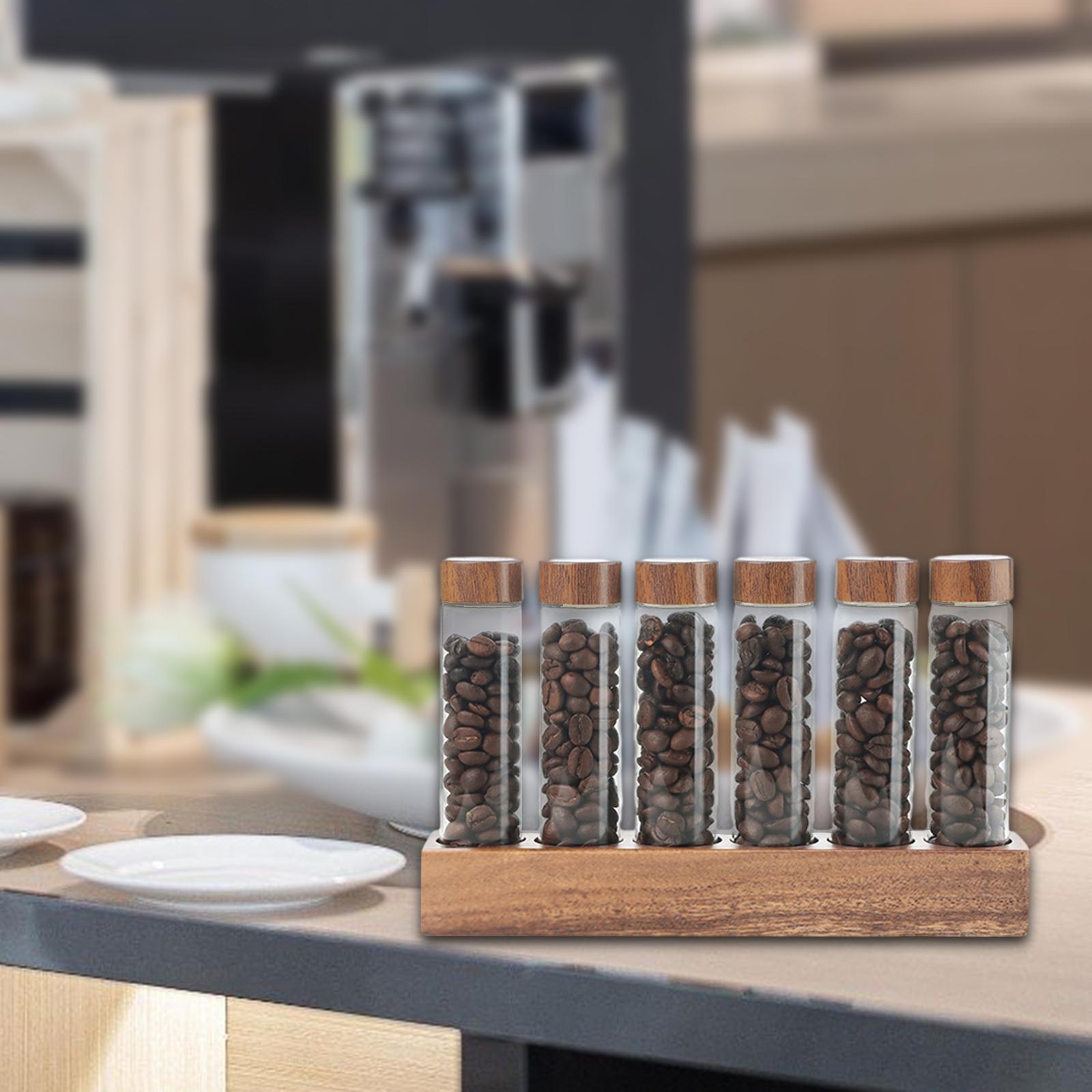 Coffee Bean Tubes Wooden Display Stand Multi Use Coffee Bean Dispenser (17G)