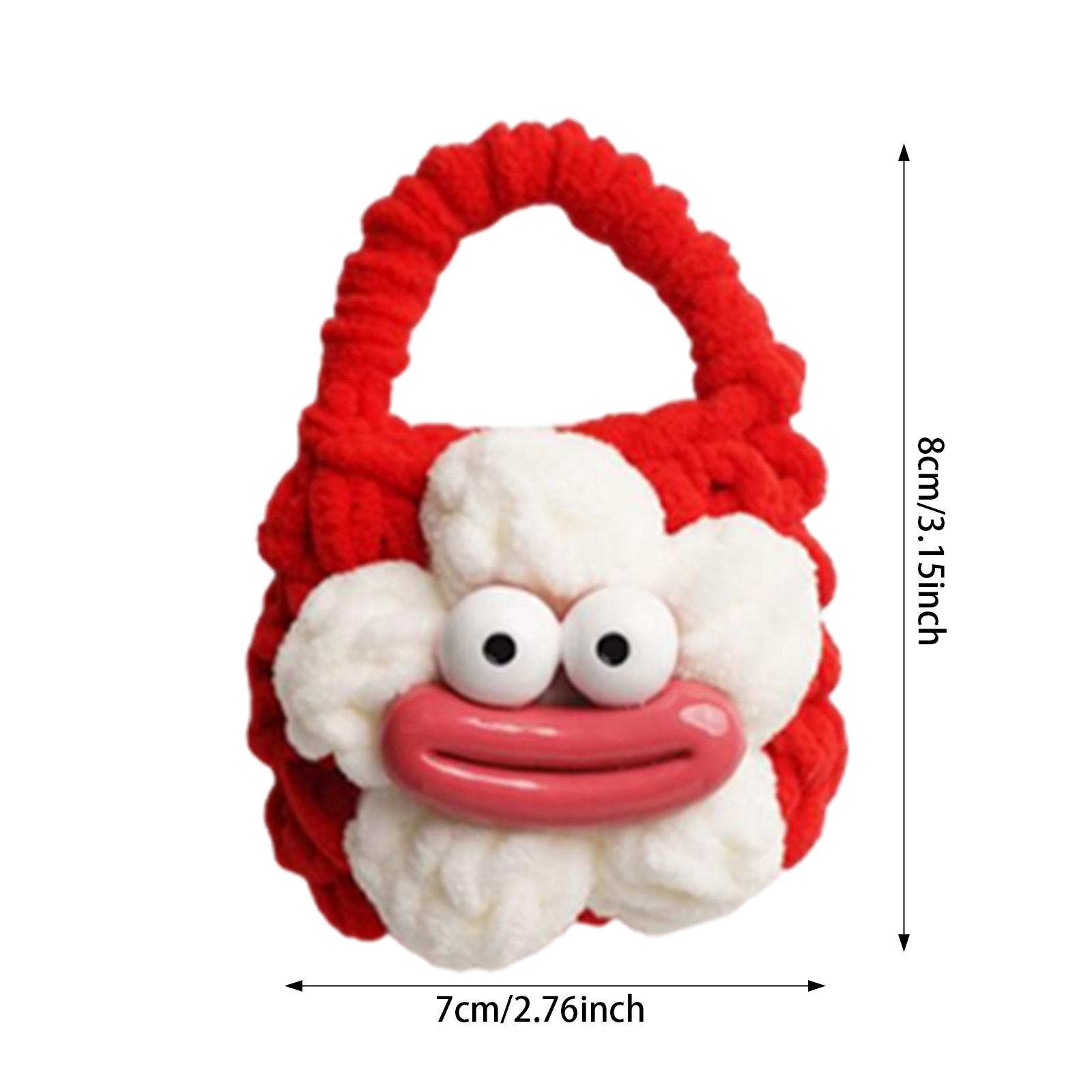 3xEarphone Case Cover Handmade Knitted Mini Handbag Crochet Knitted Cable Pouch red