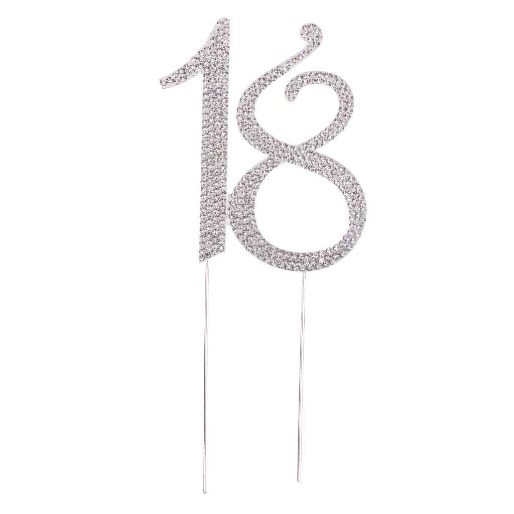 glitter silver rhinestone number cake topper birthday anniversary party