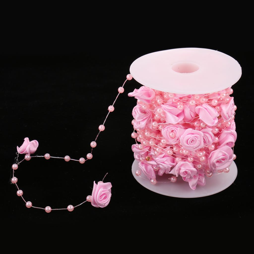 10m Champagne Rose Flower Acrylic Pearls String Garland Wedding Table Decor 