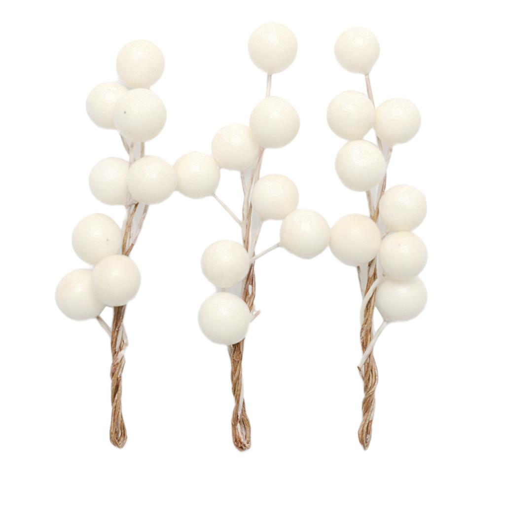 3 Pieces Berry Holly Hairpins Woman Bridal Hair Sticks White