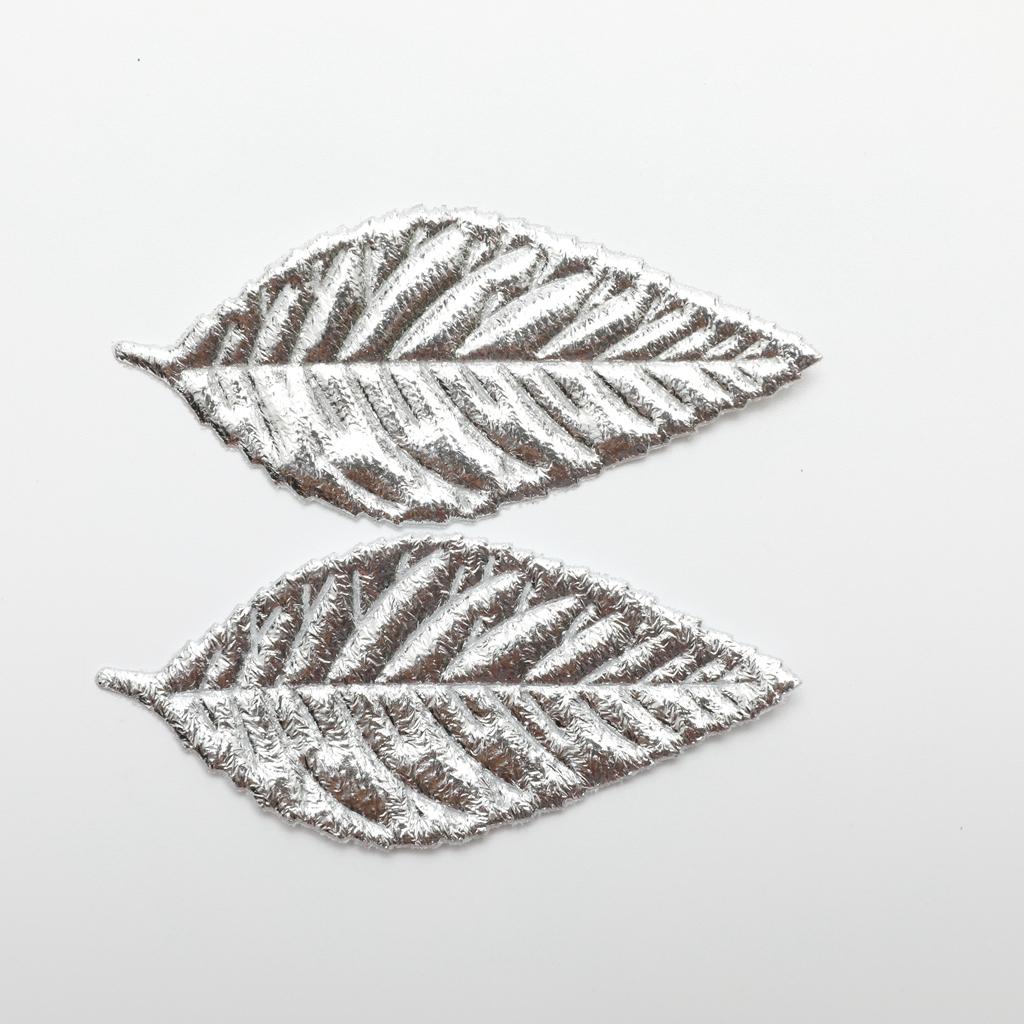 2x100 Piece Artificial Rose Leaves Applique Scrapbooking DIY Craft Silver