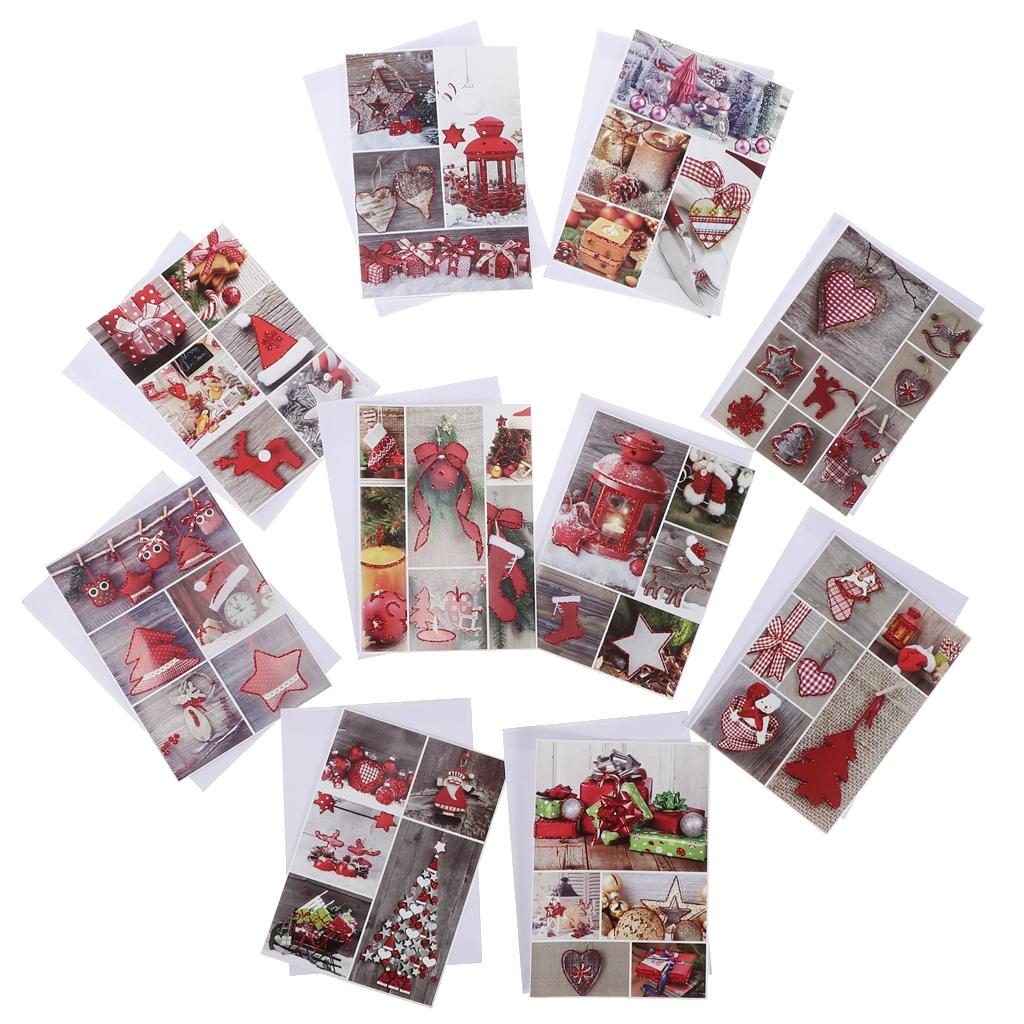 10pcs/set Merry Christmas Greeting Cards Holiday Xmas Cards with Envelope