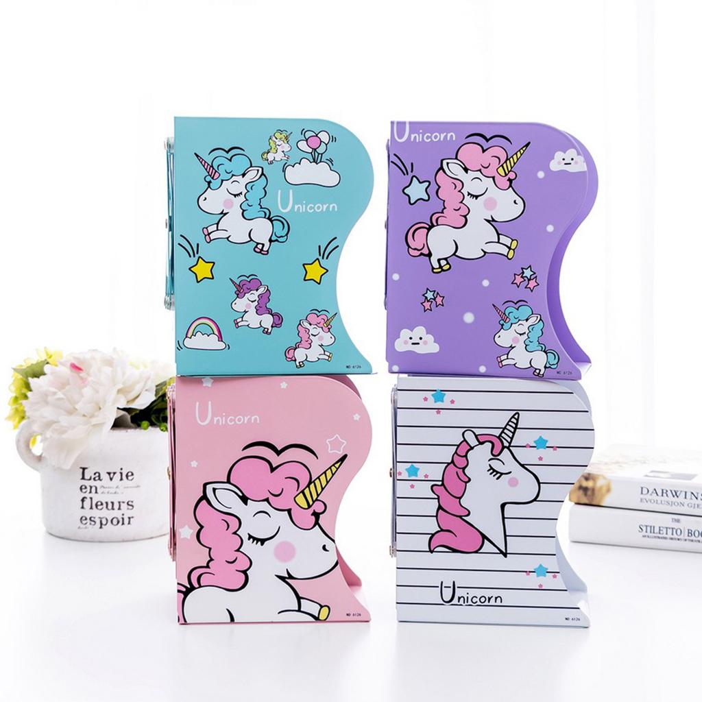 Unicorn Bookends Metal Iron Adjustable Books Holder Stand White