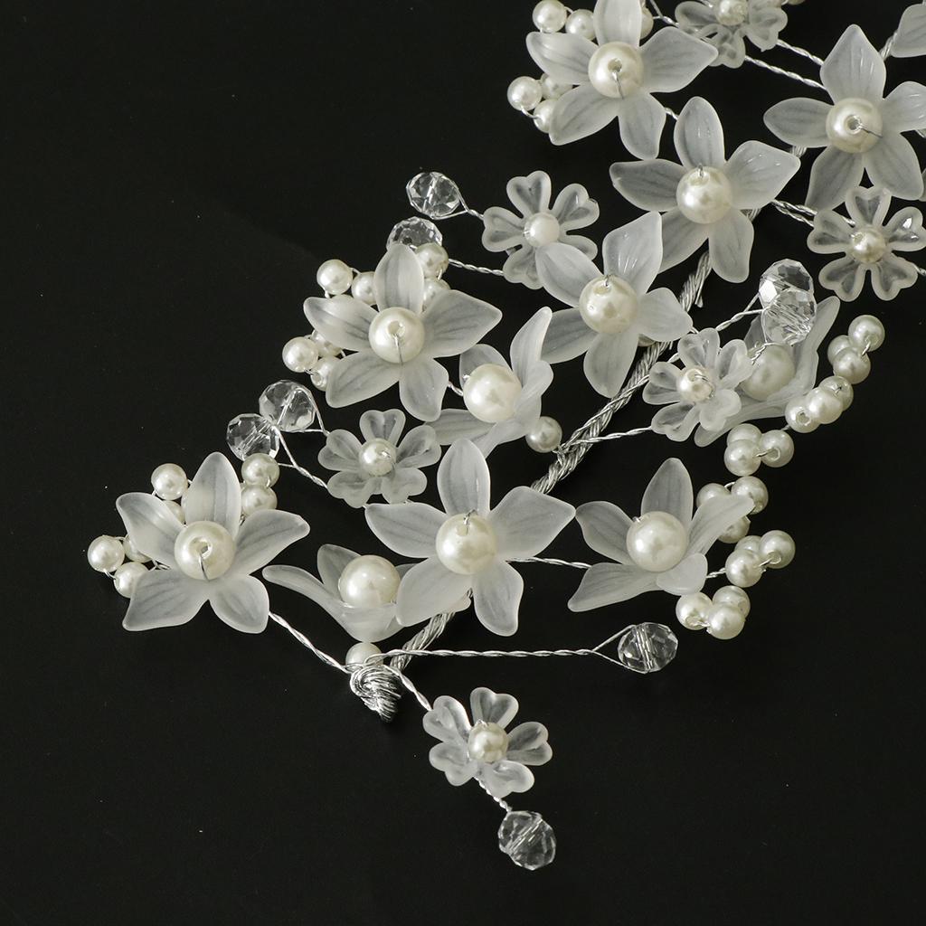 Chinese Wedding Traditional Flower Crystal Pearls Hair Clip Hairpin White