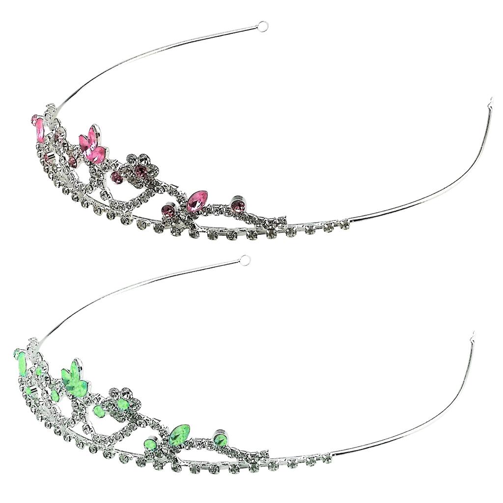 Bridal Rhinestone Tiara Crown Queen Hair Accessories Pink