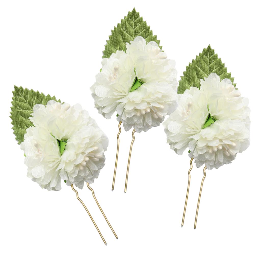 3Pcs/Set Bridal Flower Hairpin Hair Ornament Headwear Jewelry Milky white