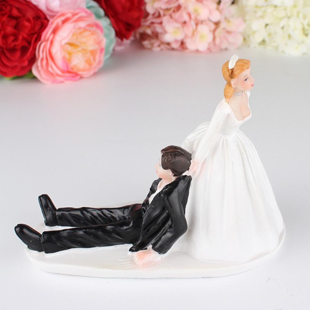 Funny Wedding Reluctant Groom Resin Figurine Cake Stand Topper Accessories