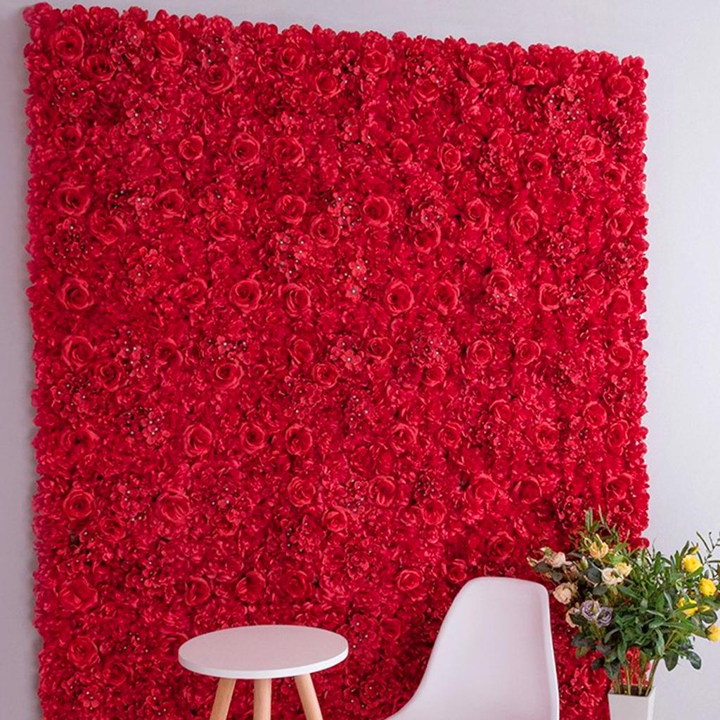 Silk Hydrangea Artificial Rose Flower Wall Wedding Background Red