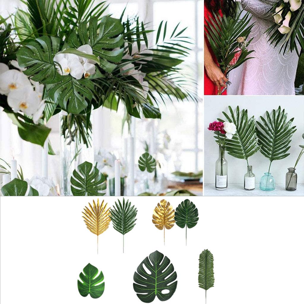 5 Kinds Tropical Artificial Palm Leaves Jungle Foliage for Hawaiian Party