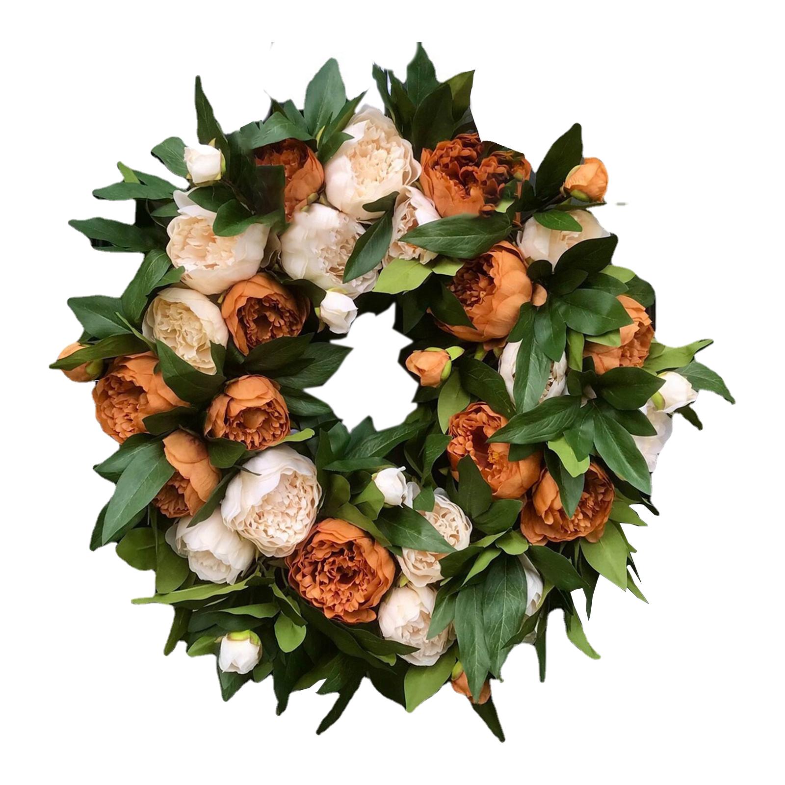 Peony Wreath Green Leaves