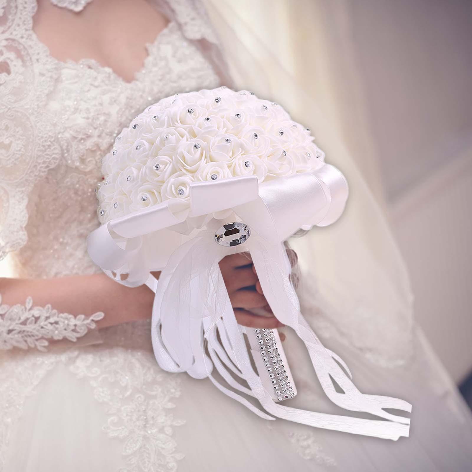 Wedding Bouquets Handmade Artificial Flowers for Holiday Wedding Anniversary white